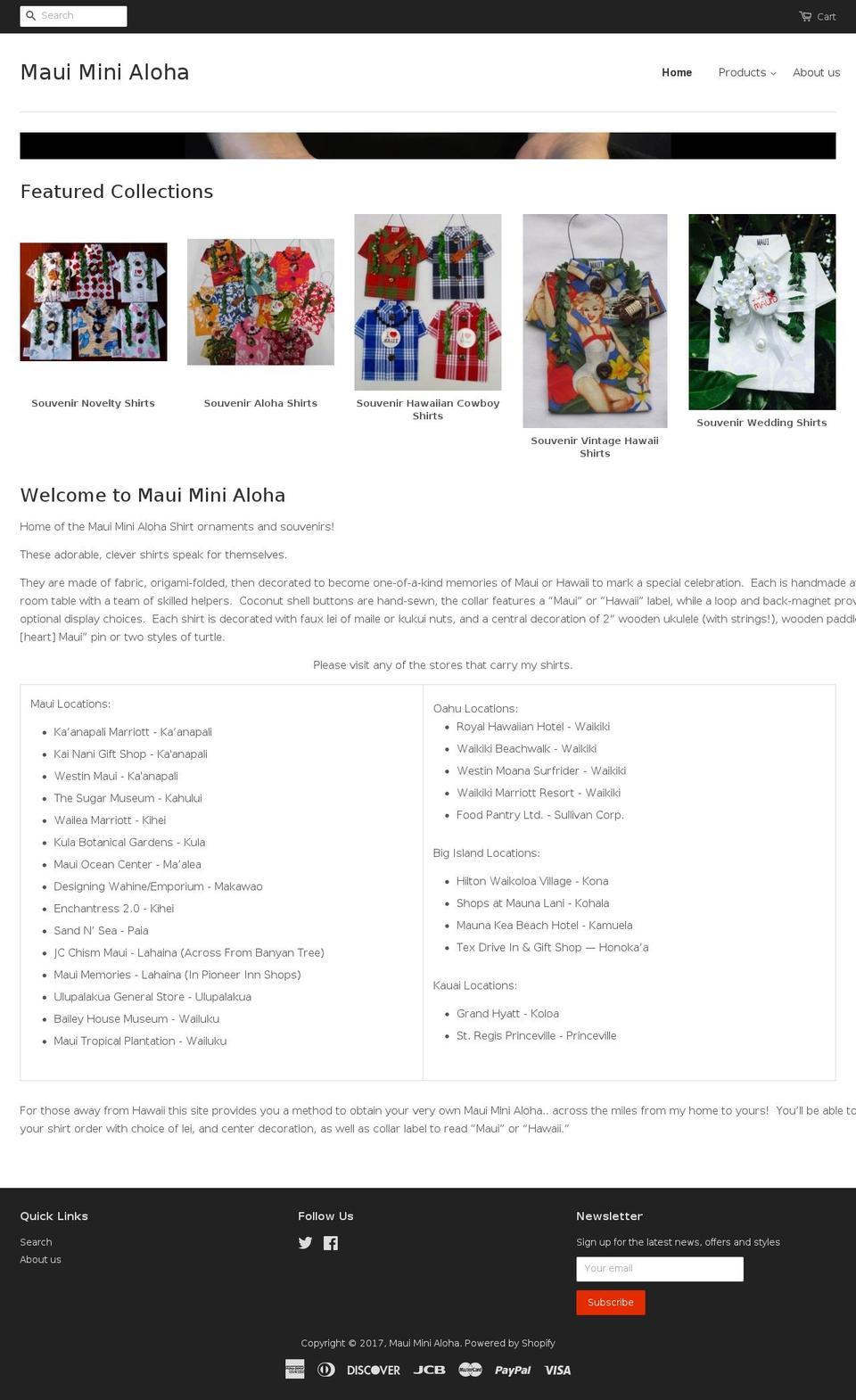 mauiminialoha.com shopify website screenshot
