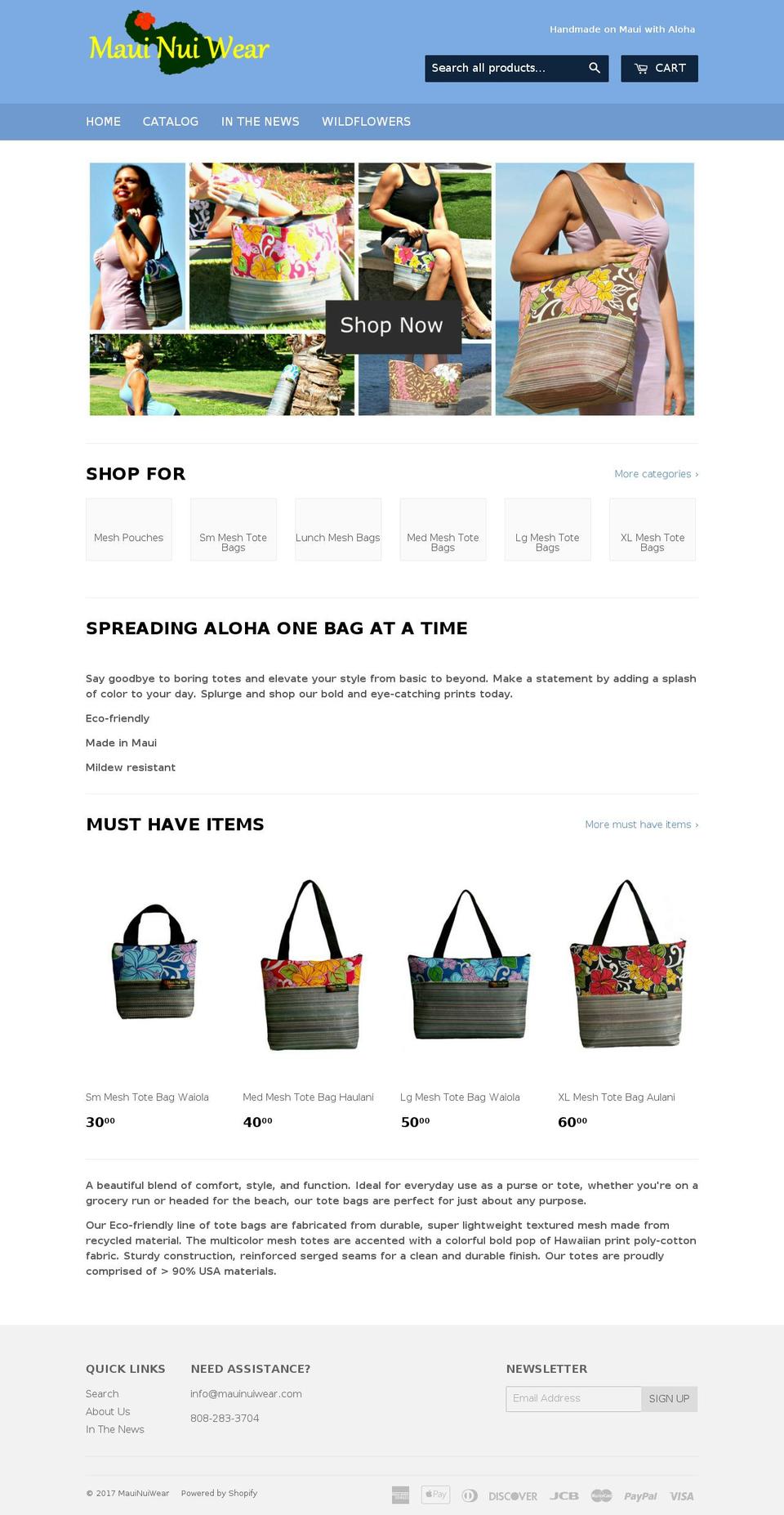 mauinuiwear.com shopify website screenshot