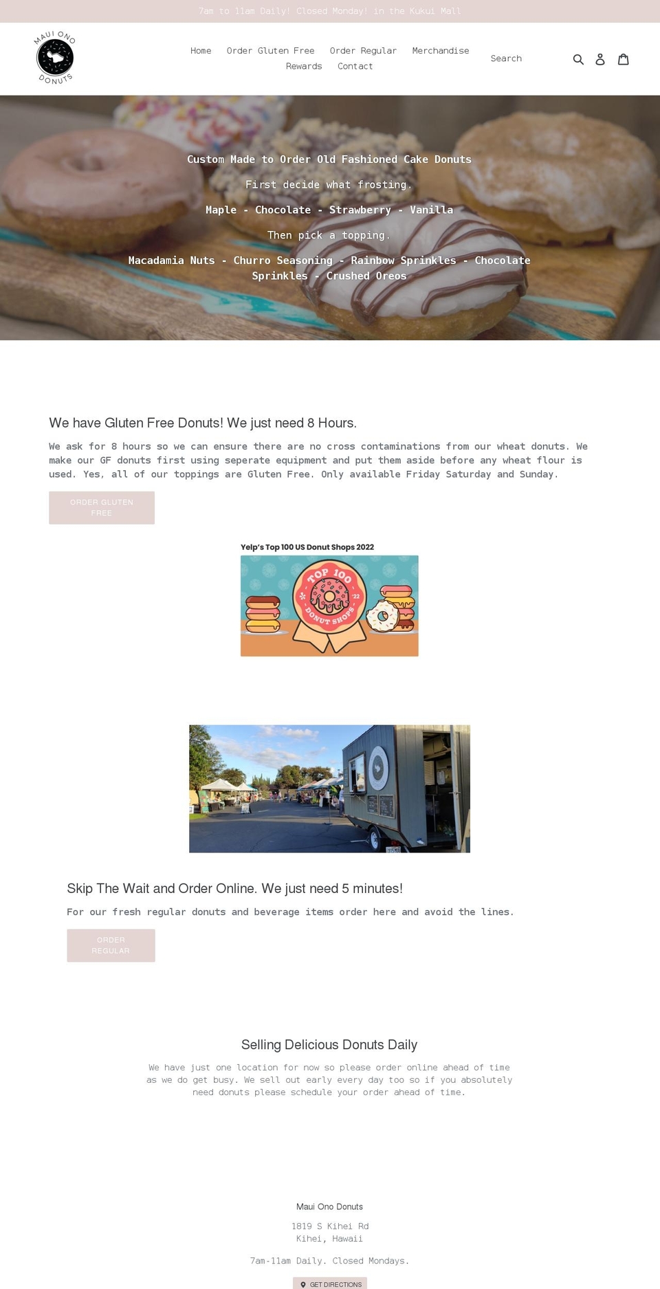mauionodonuts.com — Shopify storefront screenshot