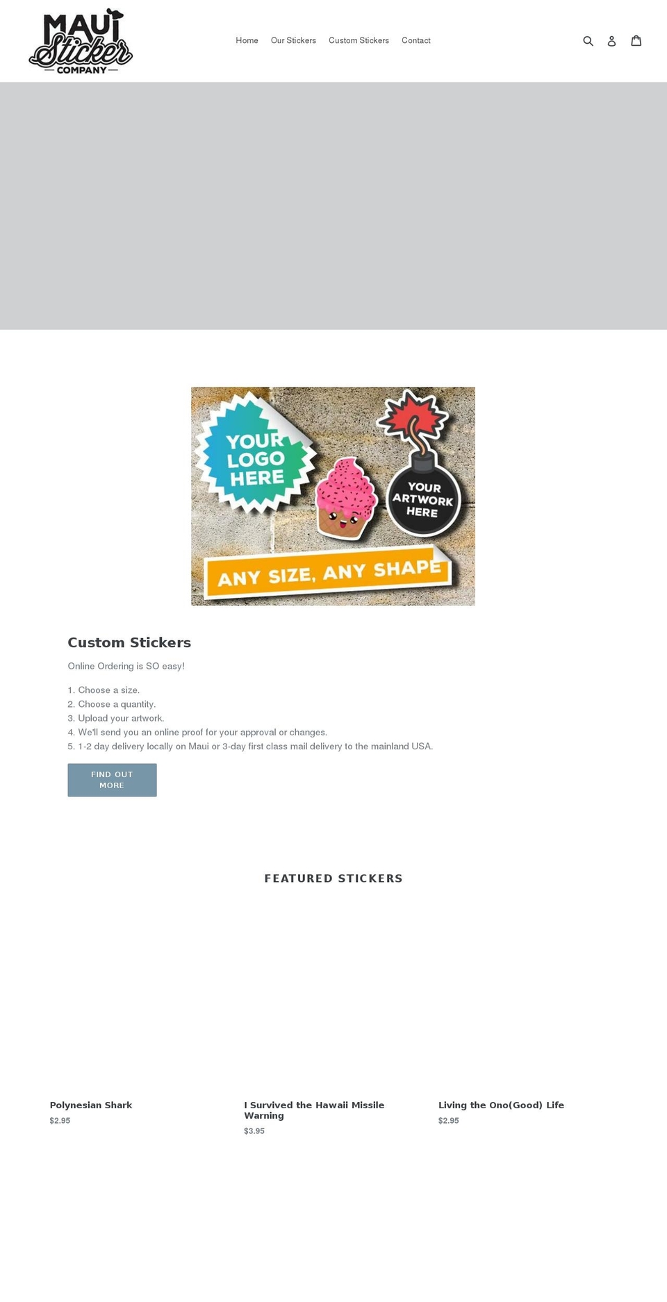mauistickers.com — Shopify storefront screenshot