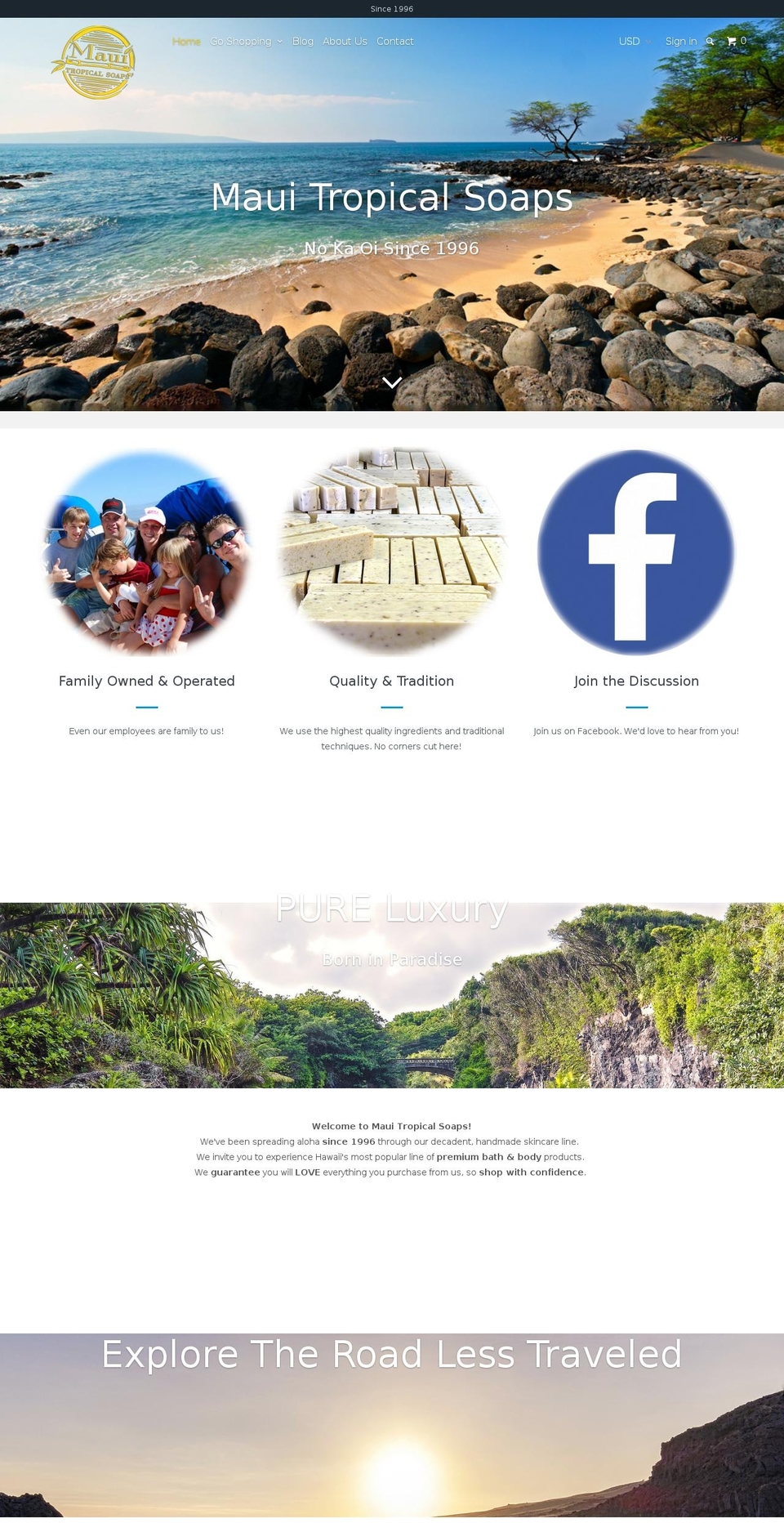 mauitropicalsoap.com shopify website screenshot