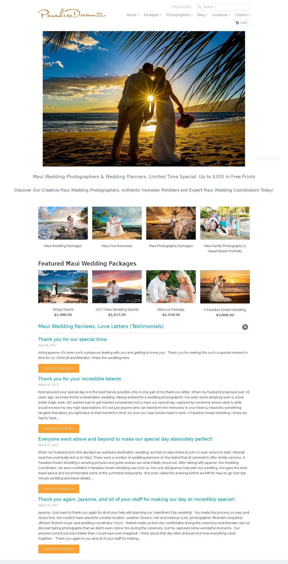 mauiwedding.net shopify website screenshot