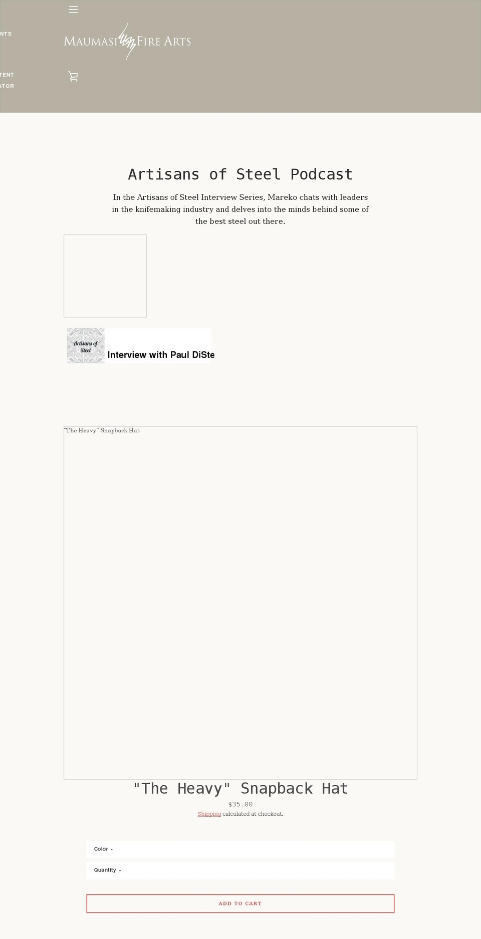 maumasifirearts.com shopify website screenshot