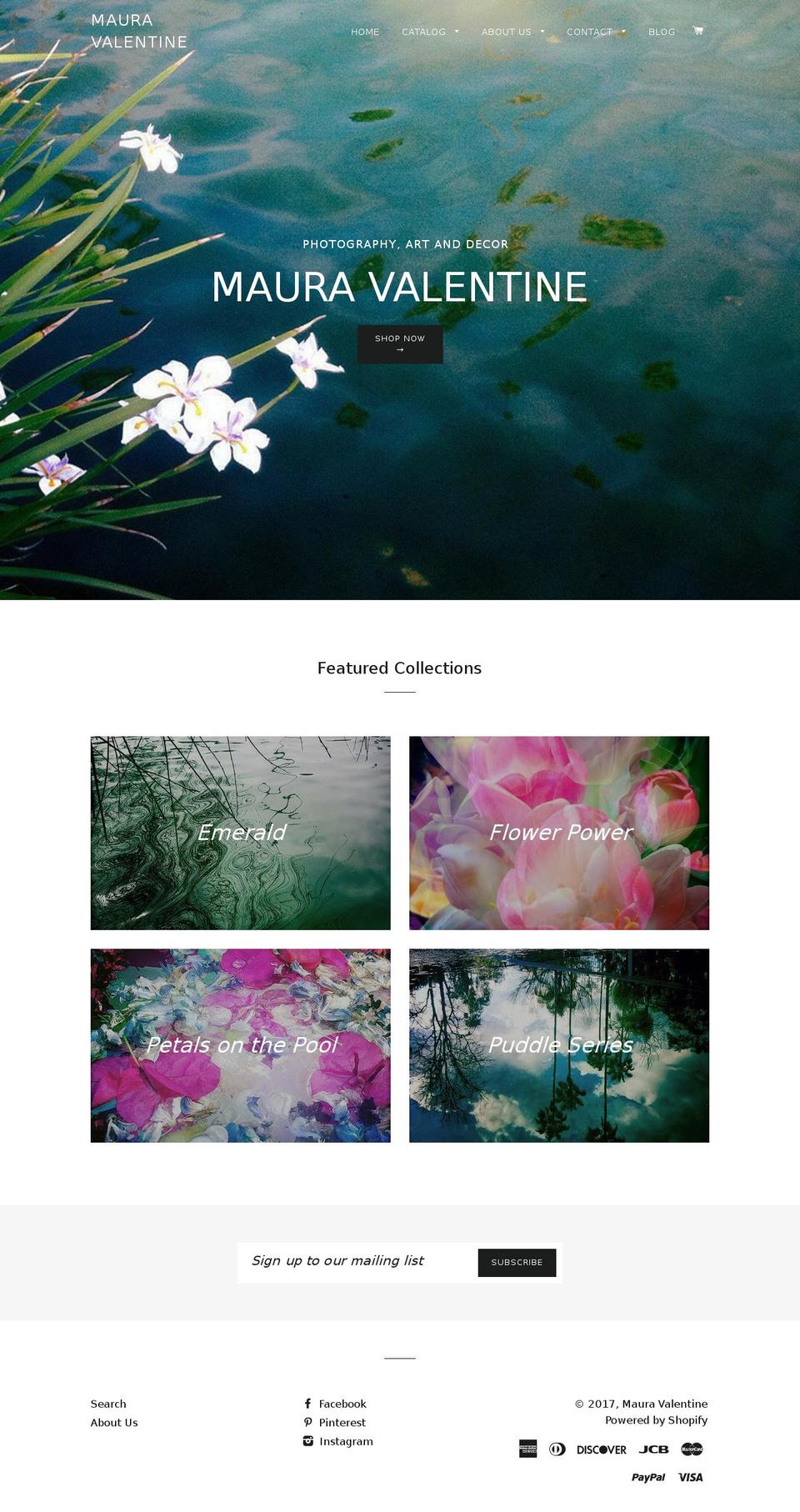 mauravalentine.com shopify website screenshot