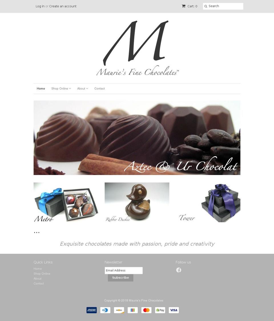 mauriescandies.com — Shopify storefront screenshot