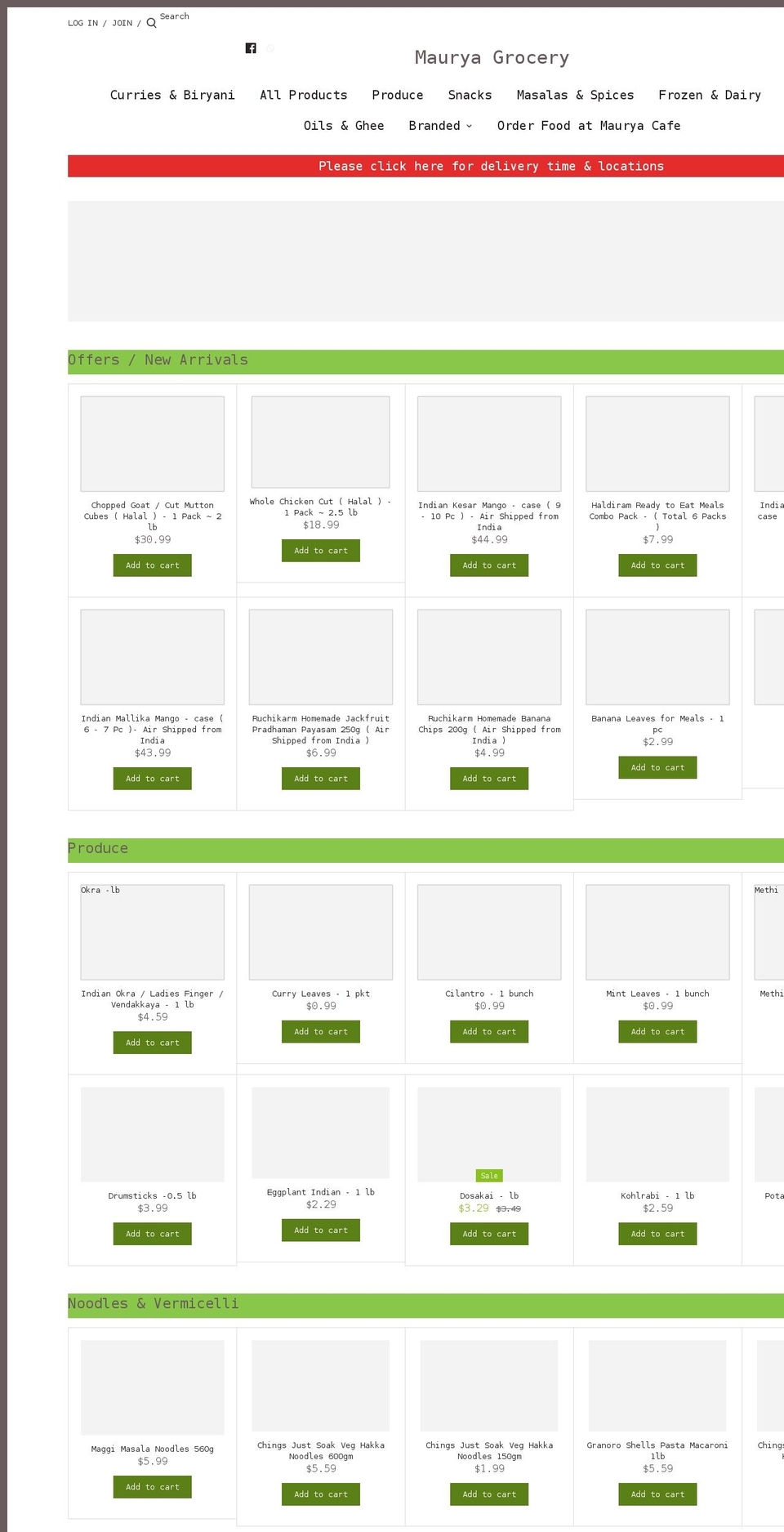 mauryagrocery.com shopify website screenshot