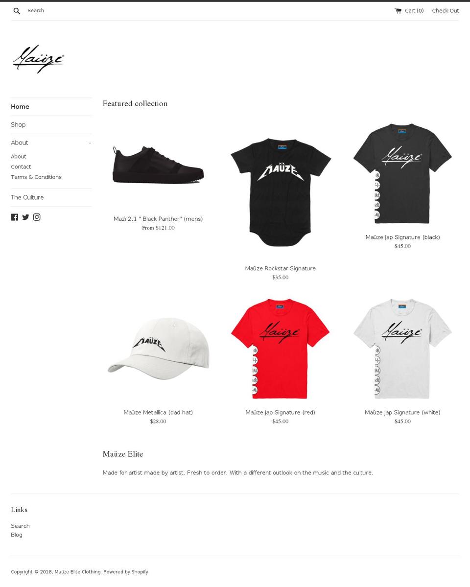 mauzeelite.com — Shopify storefront screenshot