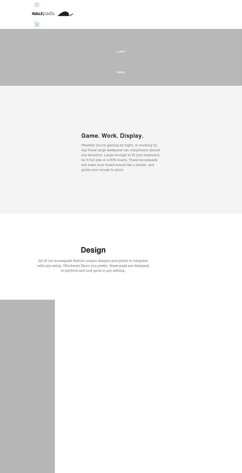 mauzpads.com shopify website screenshot