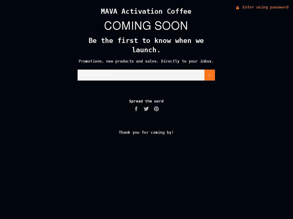 mavaactivationcoffee.com shopify website screenshot