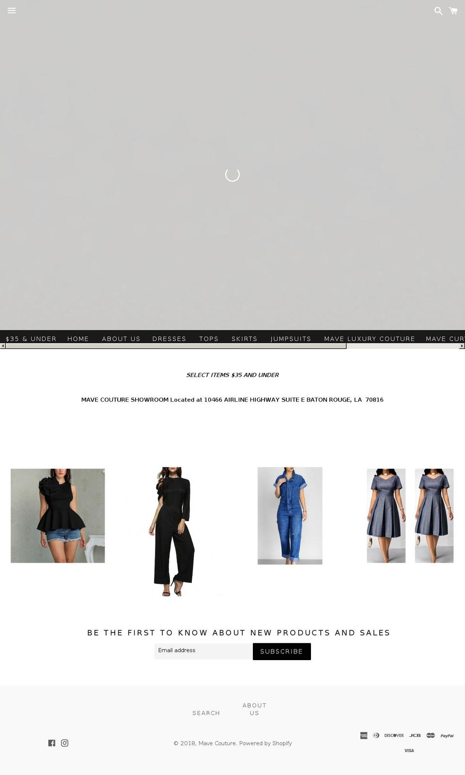 mavecouture.com — Shopify storefront screenshot