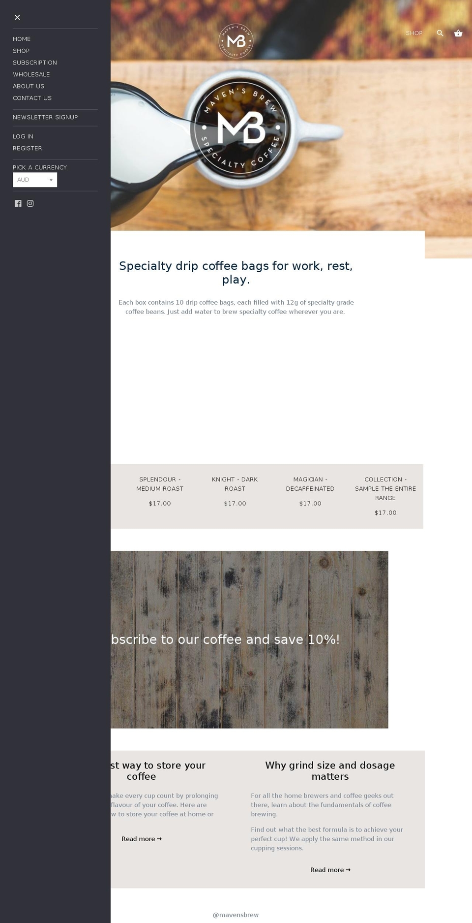 mavensbrew.com — Shopify storefront screenshot