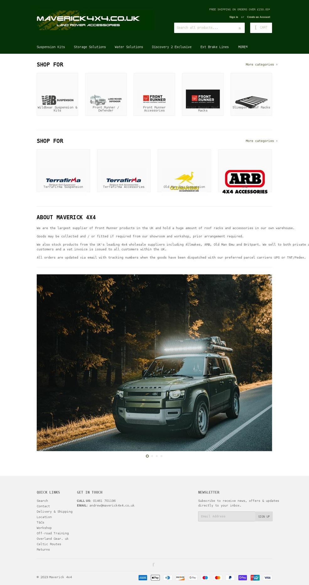 maverick4x4.co.uk shopify website screenshot