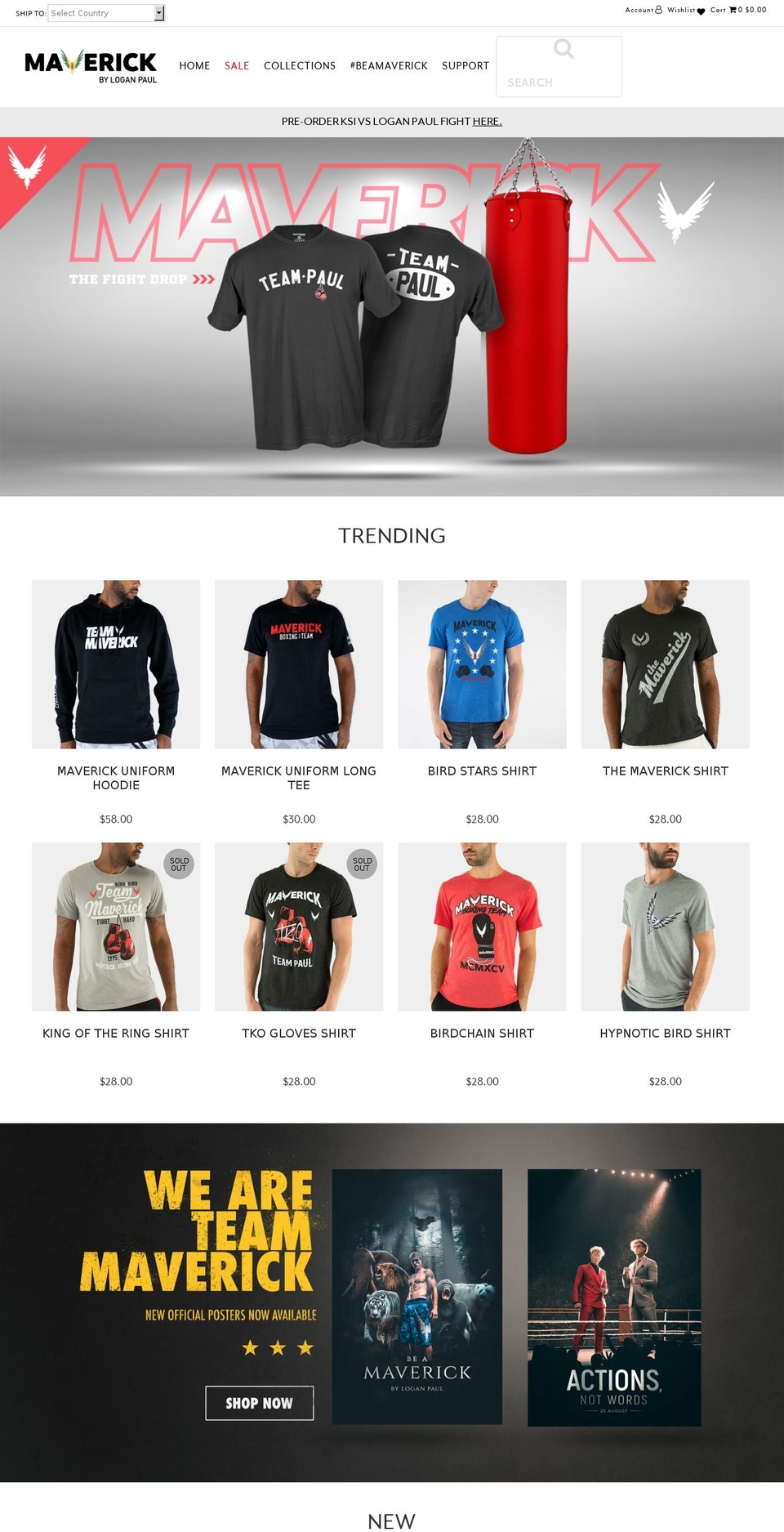 Checkout Language Shopify theme site example maverickbyloganpaul.com