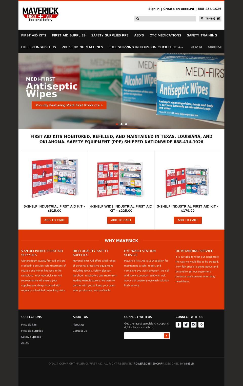 maverickfirstaid.com shopify website screenshot