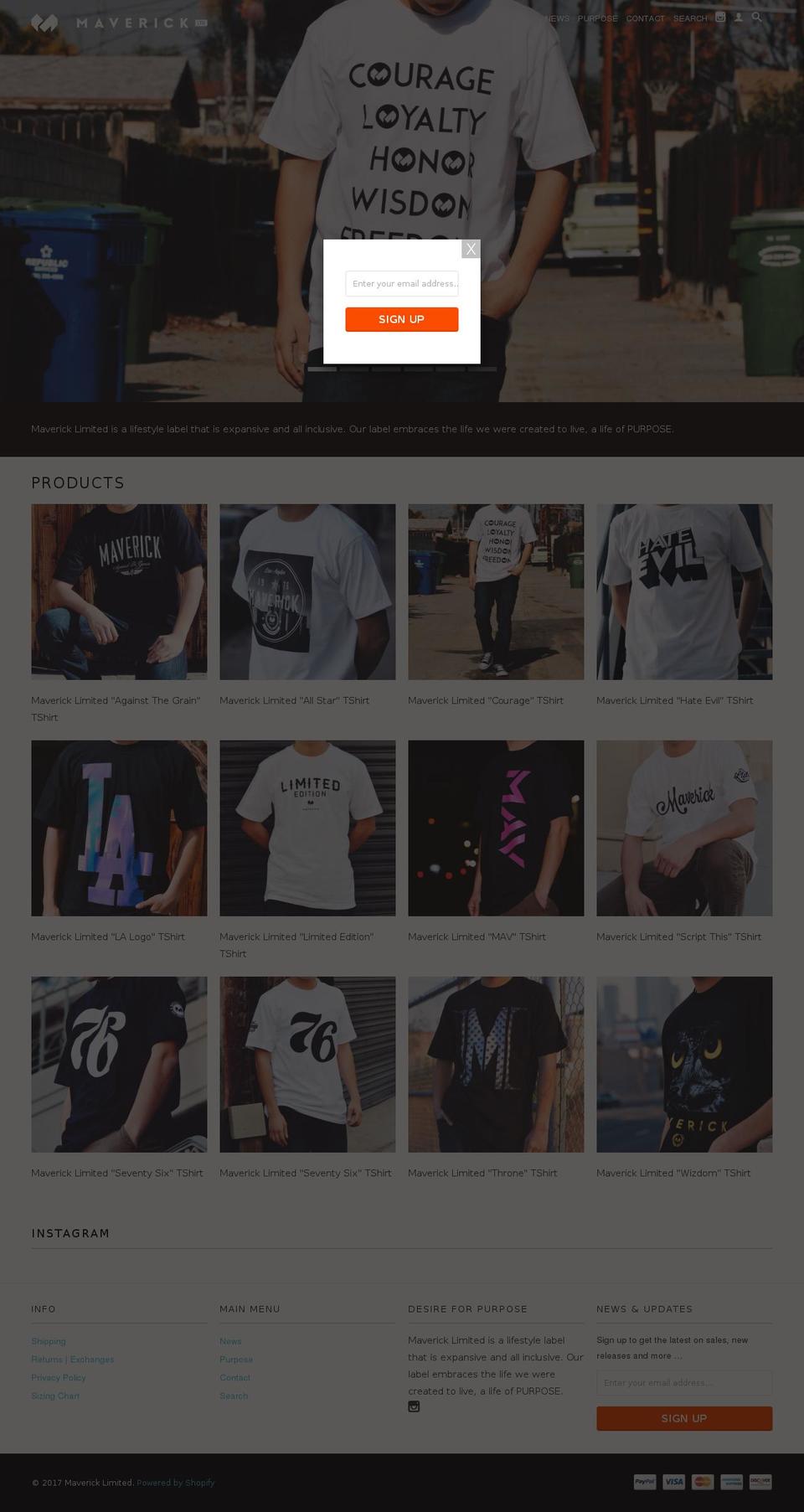 maverickltd.com shopify website screenshot