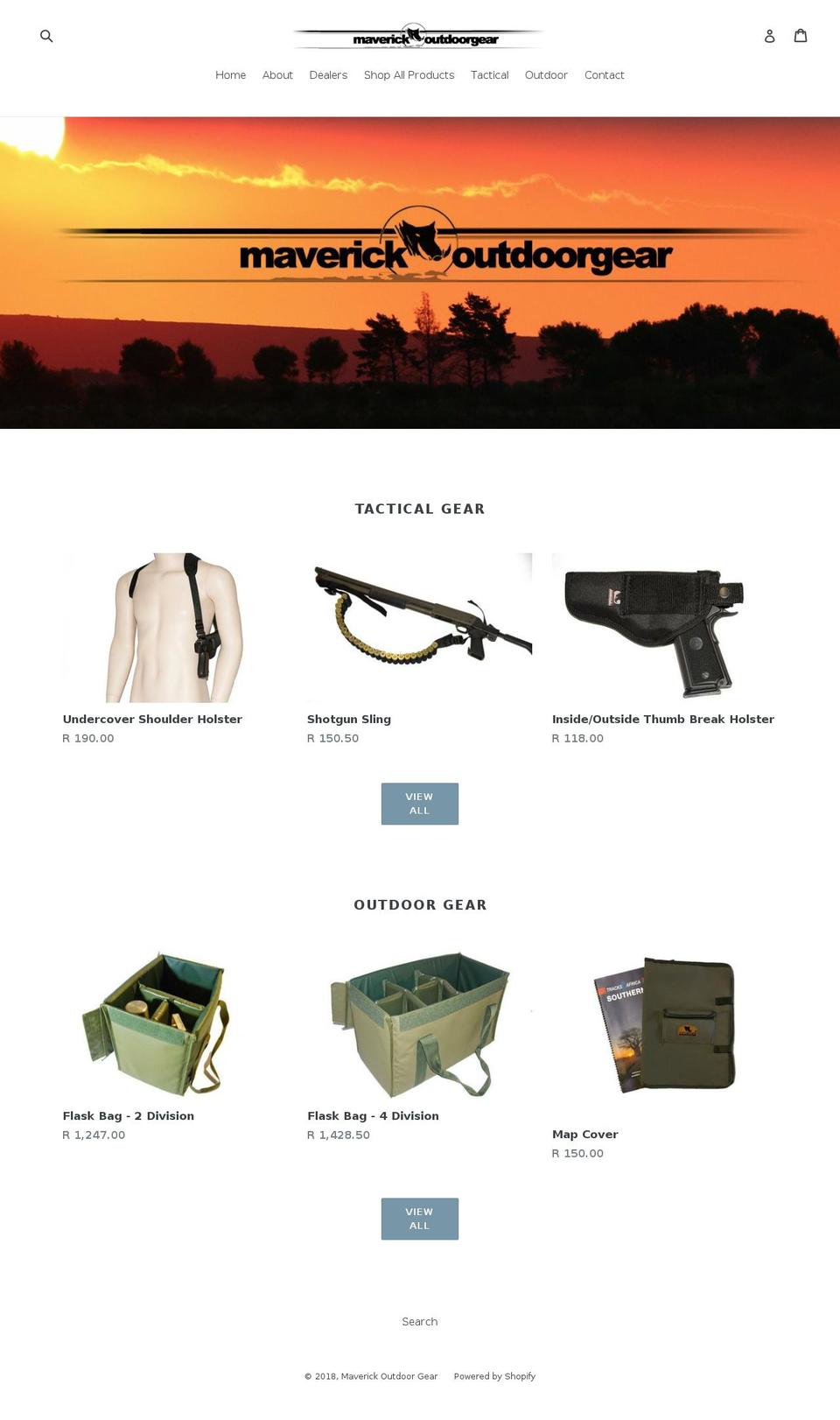 maverickoutdoor.co.za shopify website screenshot