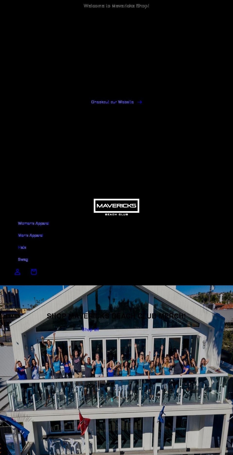 mavericks-beach-club.myshopify.com shopify website screenshot
