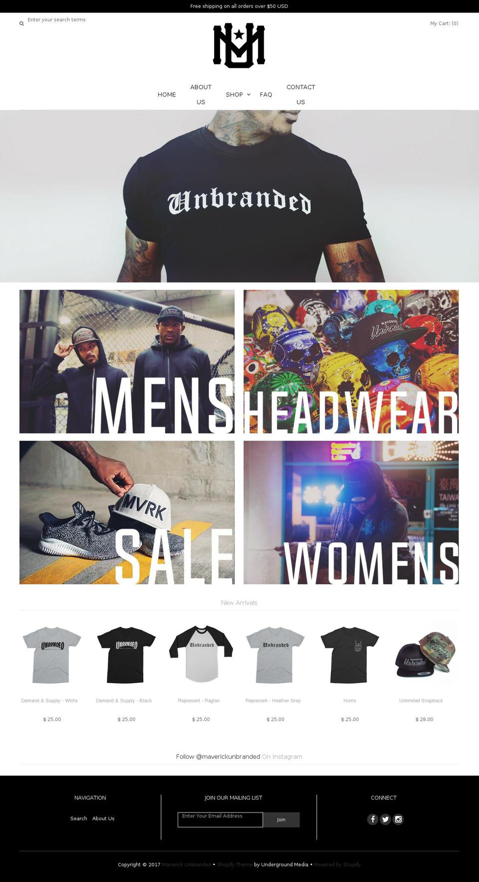 maverickunbranded.com shopify website screenshot
