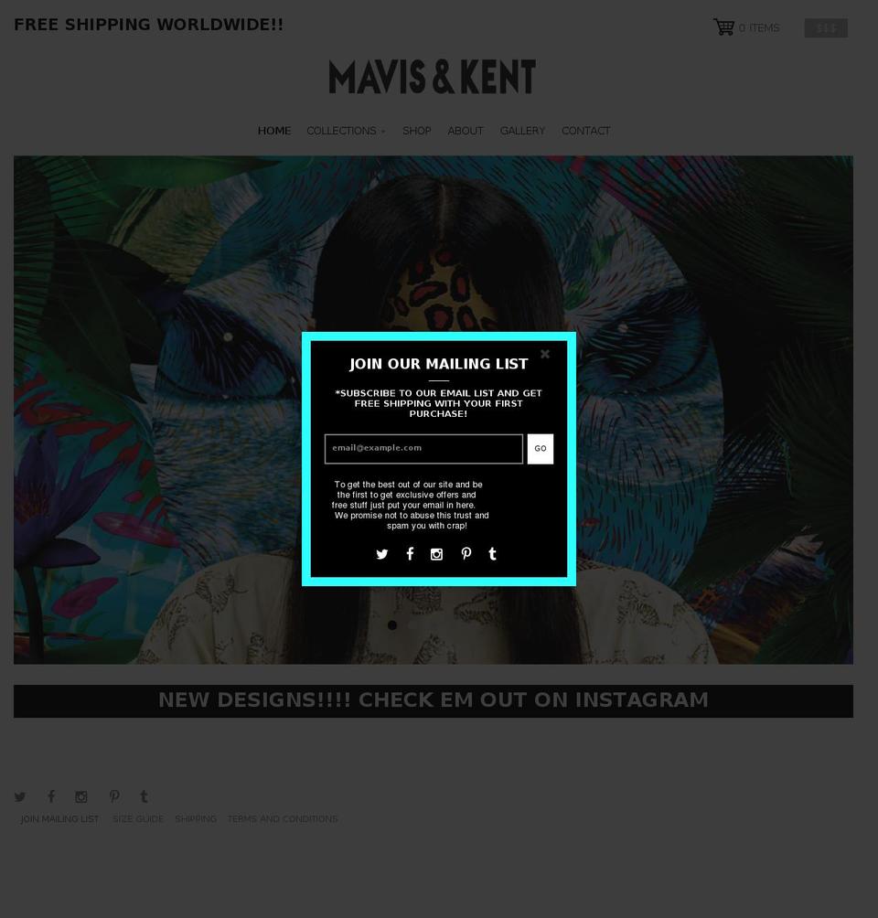 mavisandkent.com shopify website screenshot
