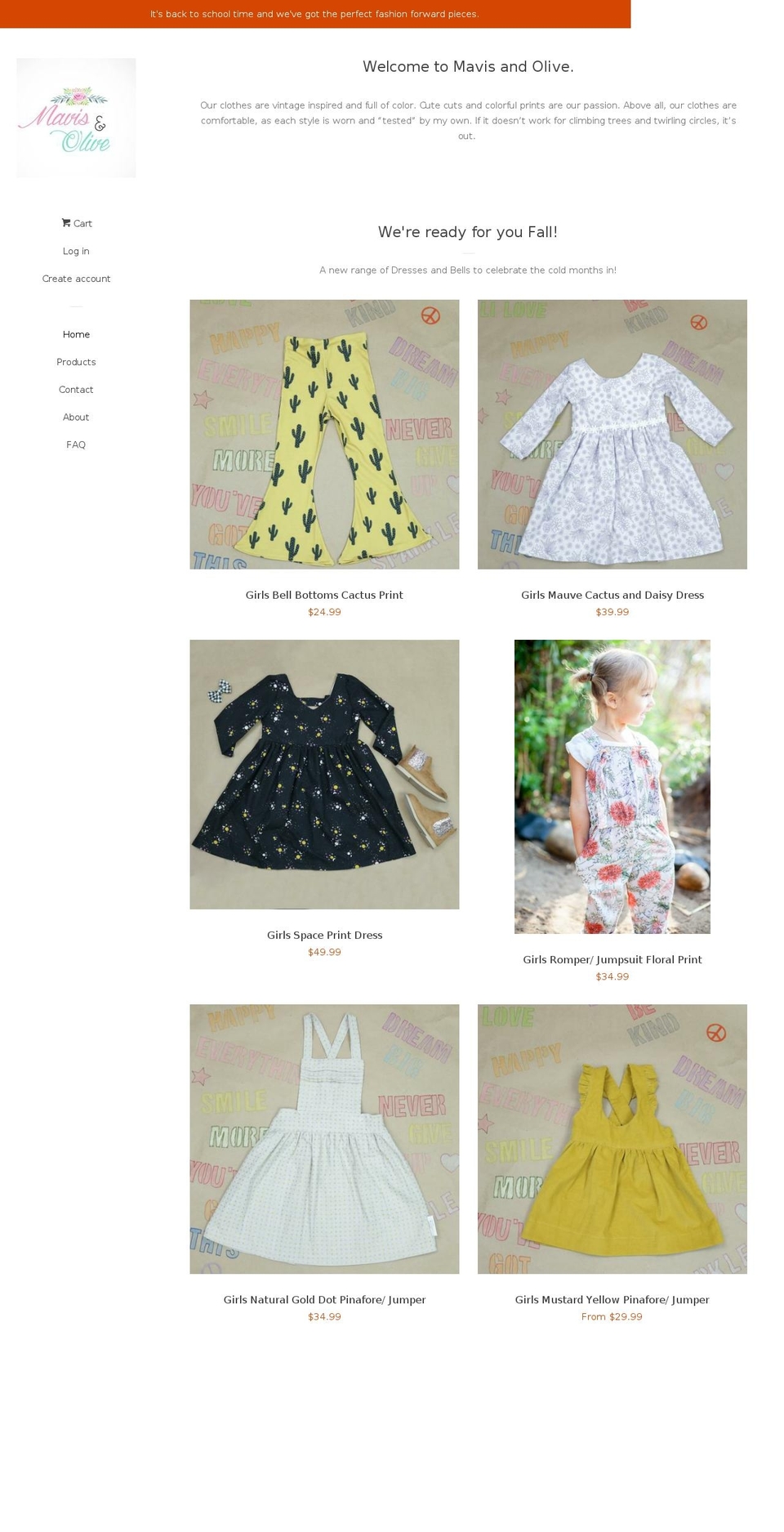 mavisandolive.com — Shopify storefront screenshot