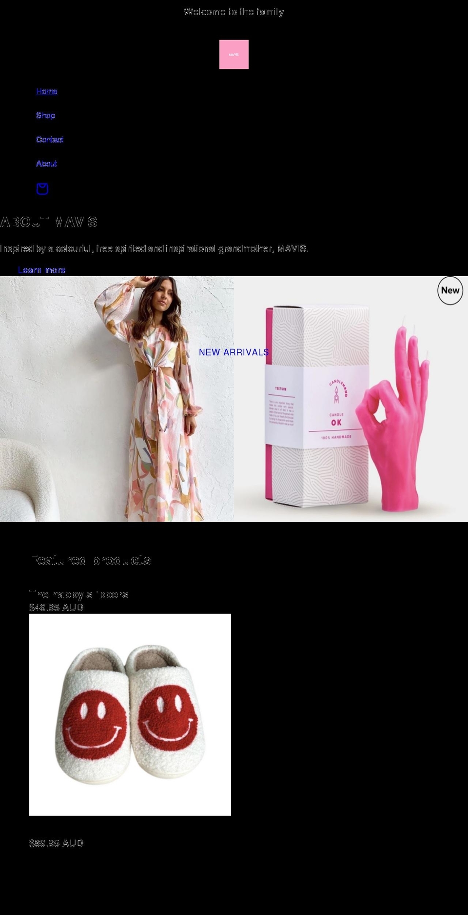 mavisthelabel.com shopify website screenshot