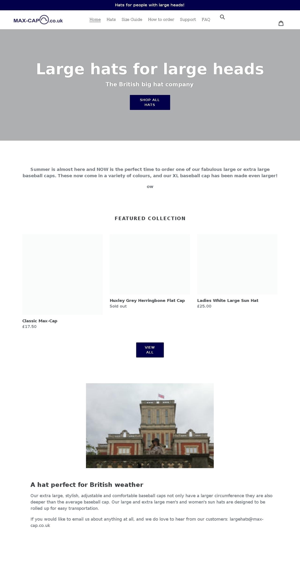 max-cap.co.uk shopify website screenshot