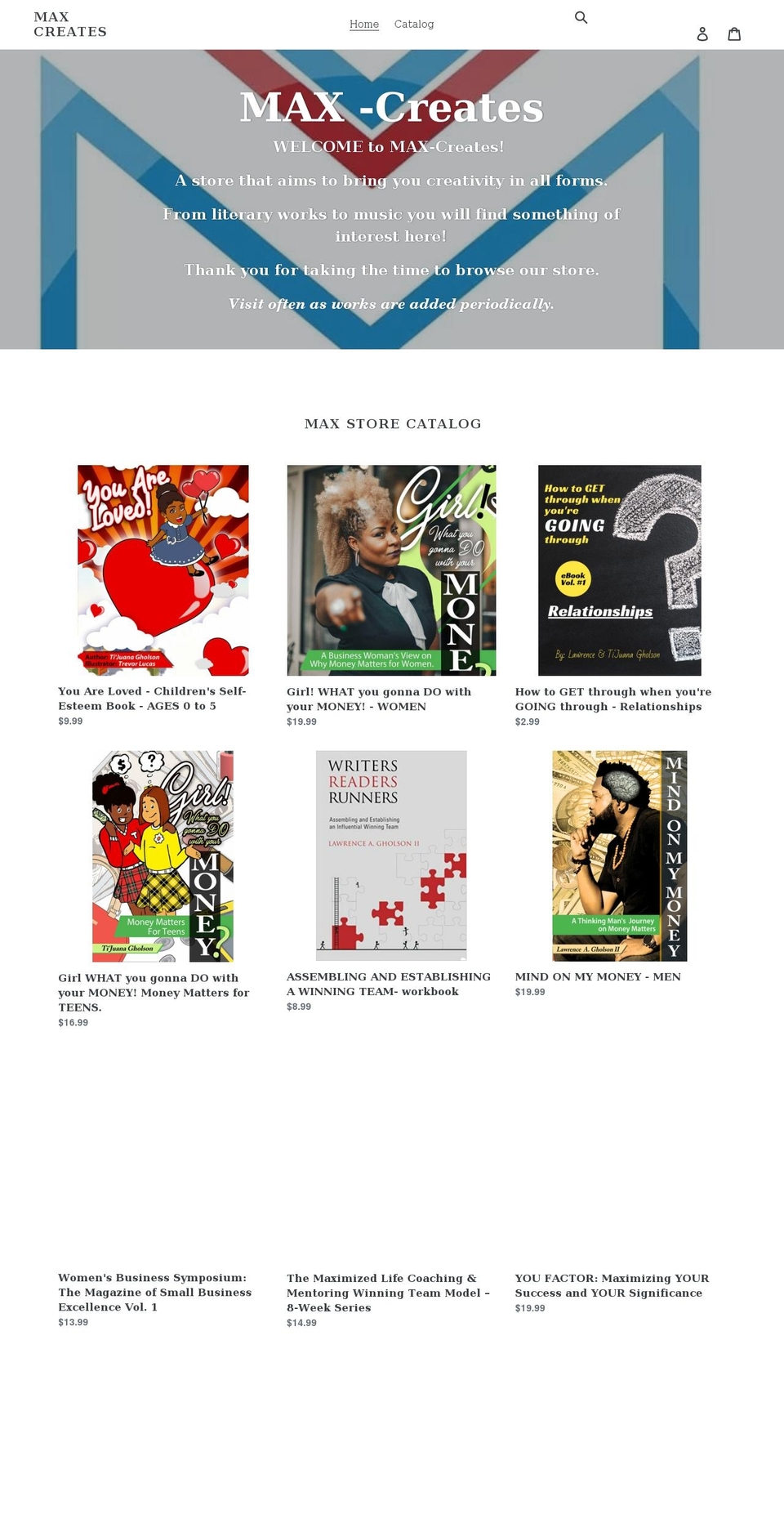 max-creates.myshopify.com shopify website screenshot