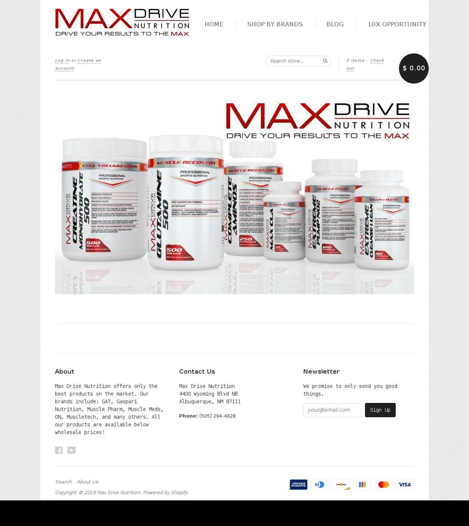 max-drive-nutrition.myshopify.com shopify website screenshot