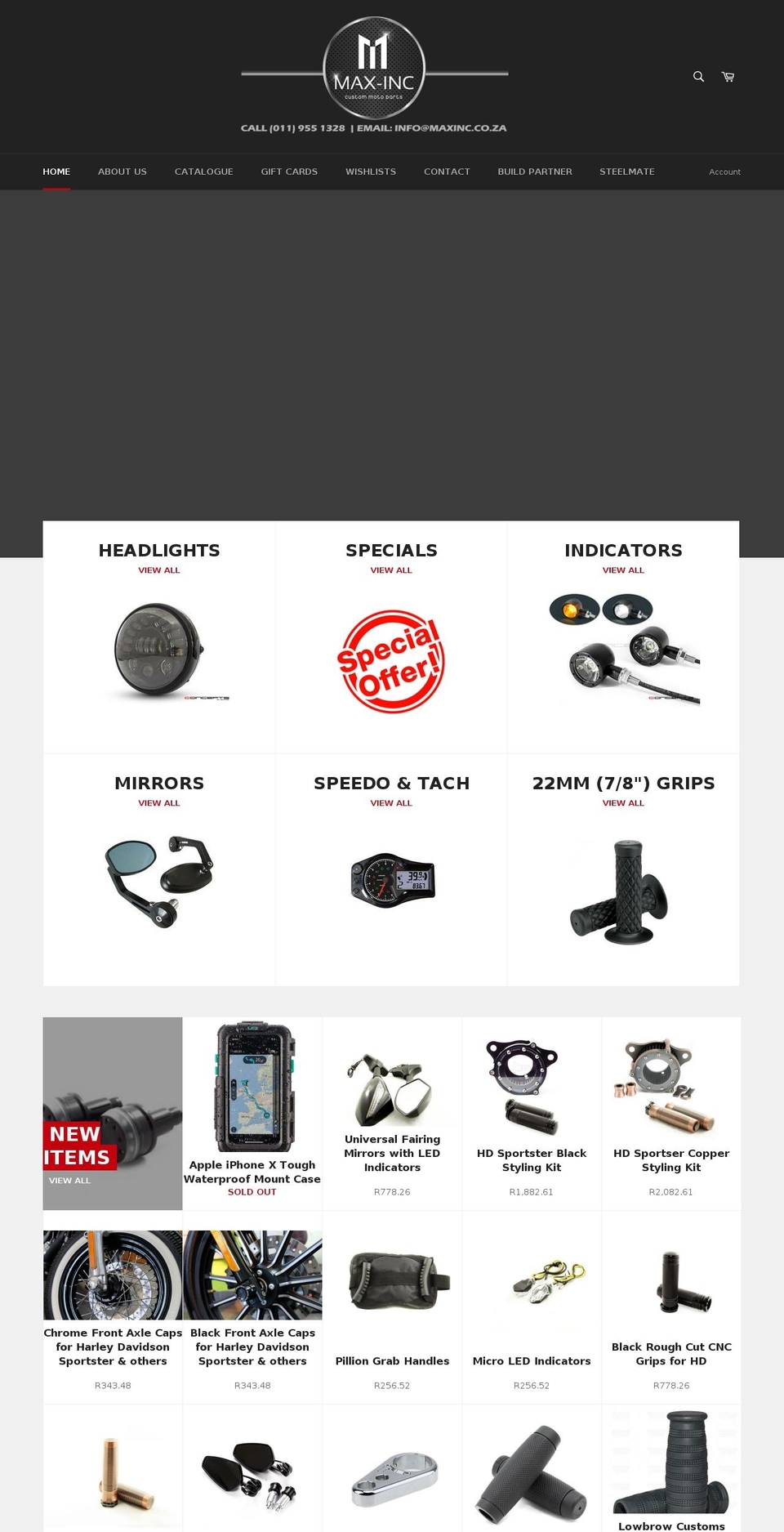 max-inc.co.za shopify website screenshot