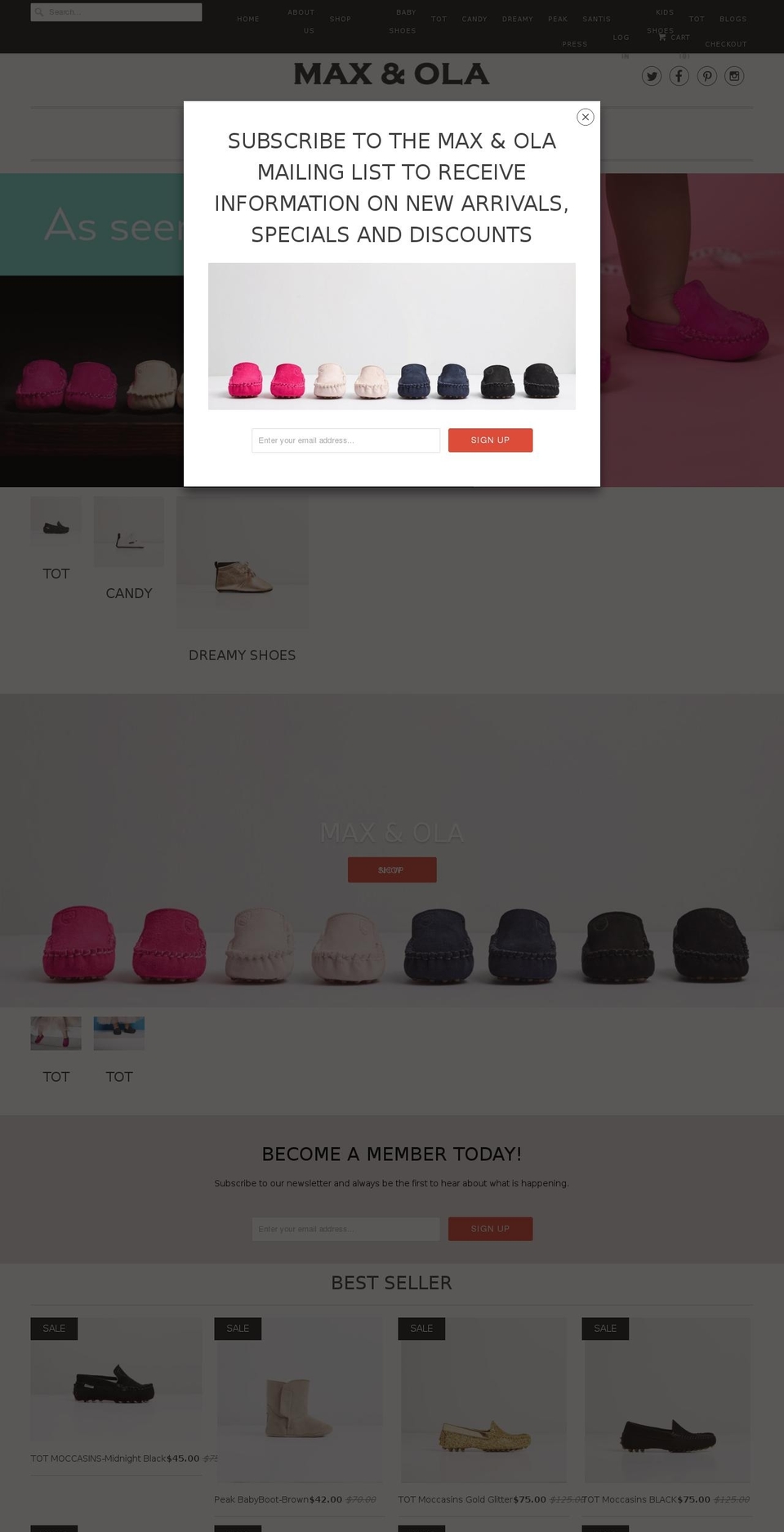 max-ola.com shopify website screenshot