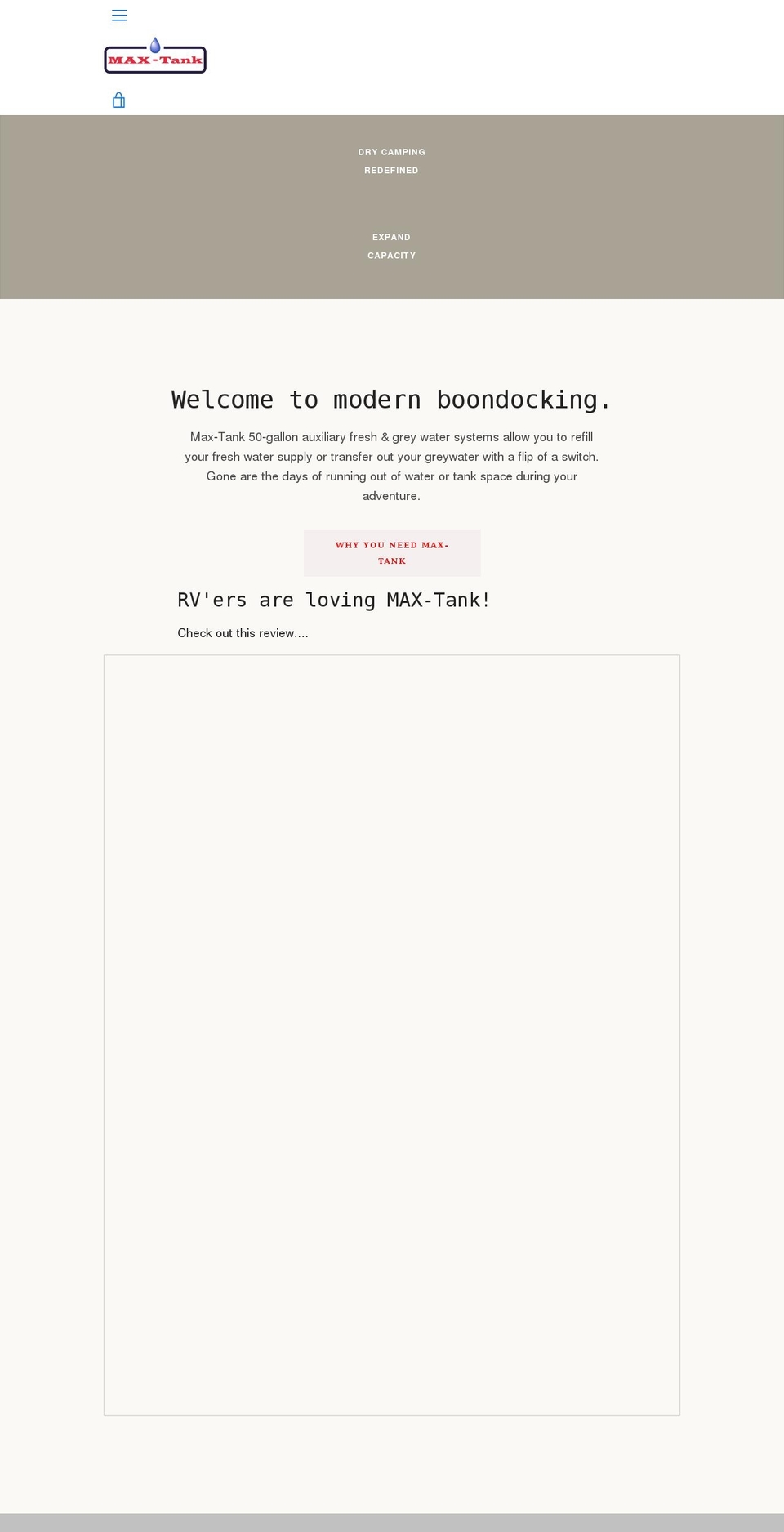 max-tank.com shopify website screenshot