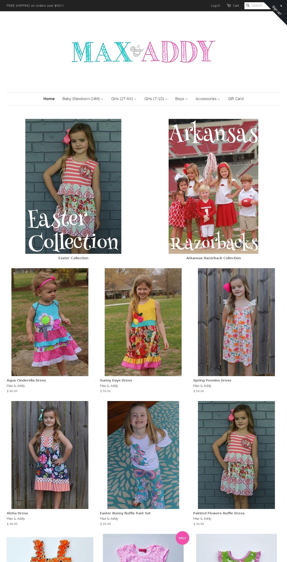 maxandaddy.com shopify website screenshot