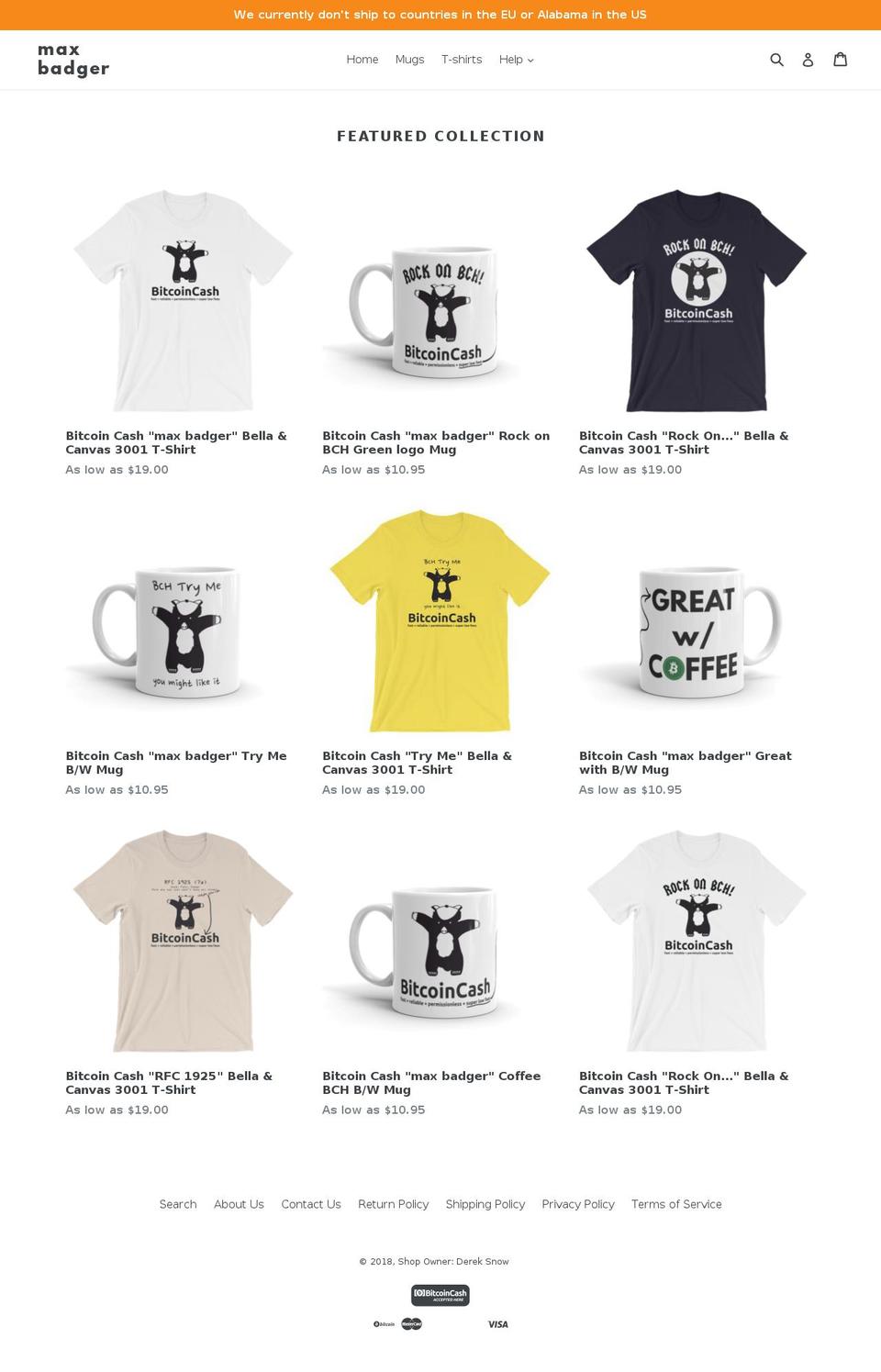maxbadger.com — Shopify storefront screenshot