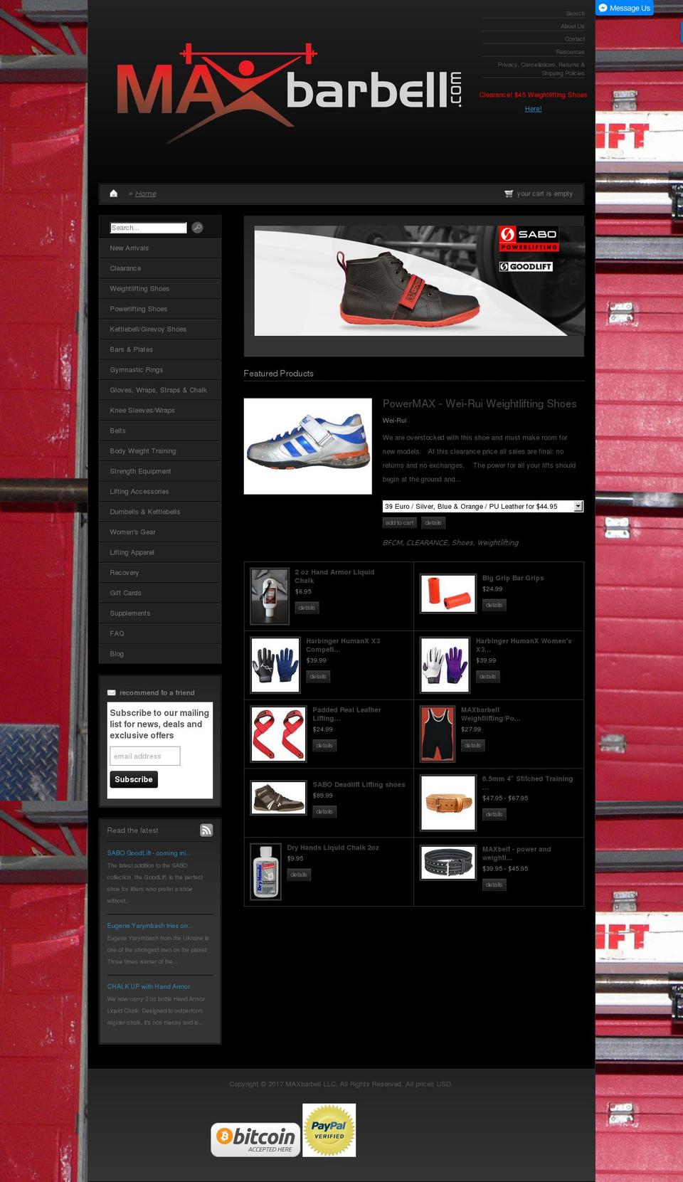 main Shopify theme site example maxbarbell.com