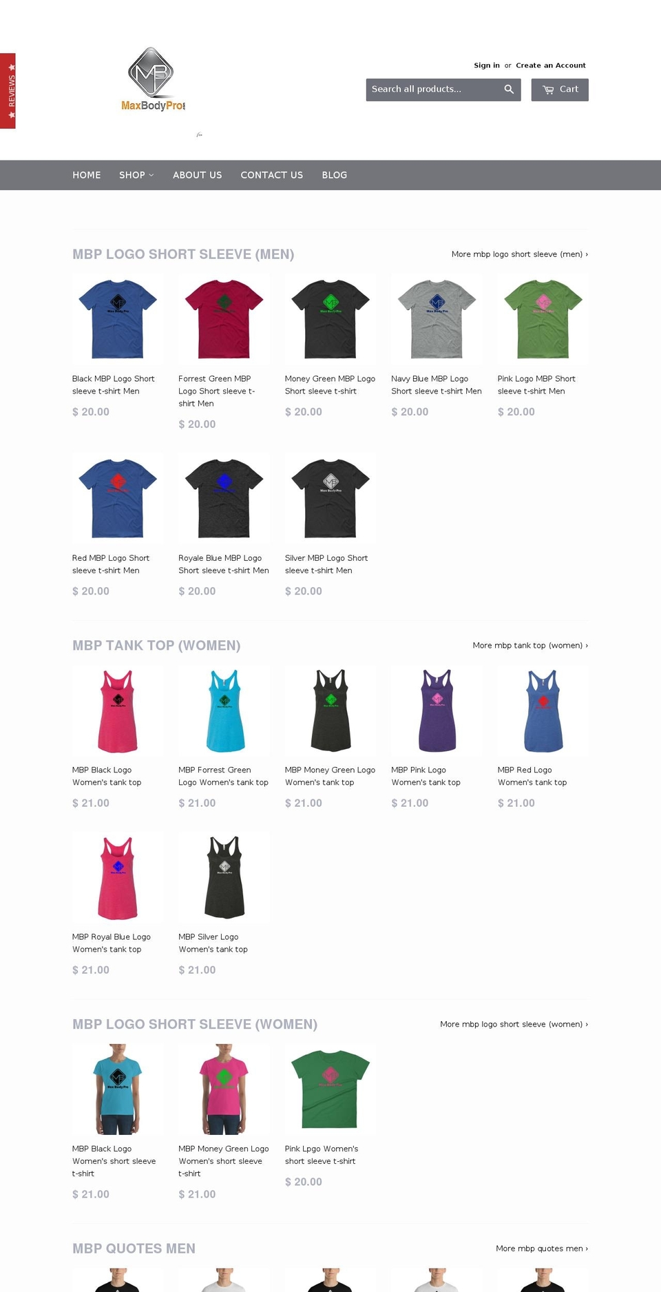 maxbodypro.com — Shopify storefront screenshot