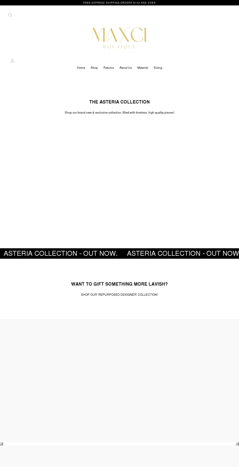 maxciboutique.com shopify website screenshot