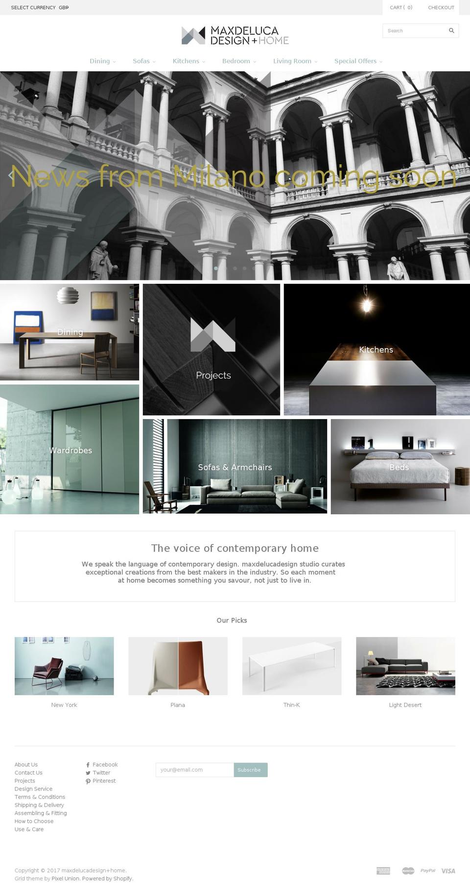 maxdelucadesign.com shopify website screenshot