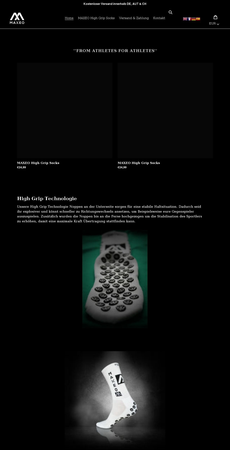 maxeo-sport.com shopify website screenshot