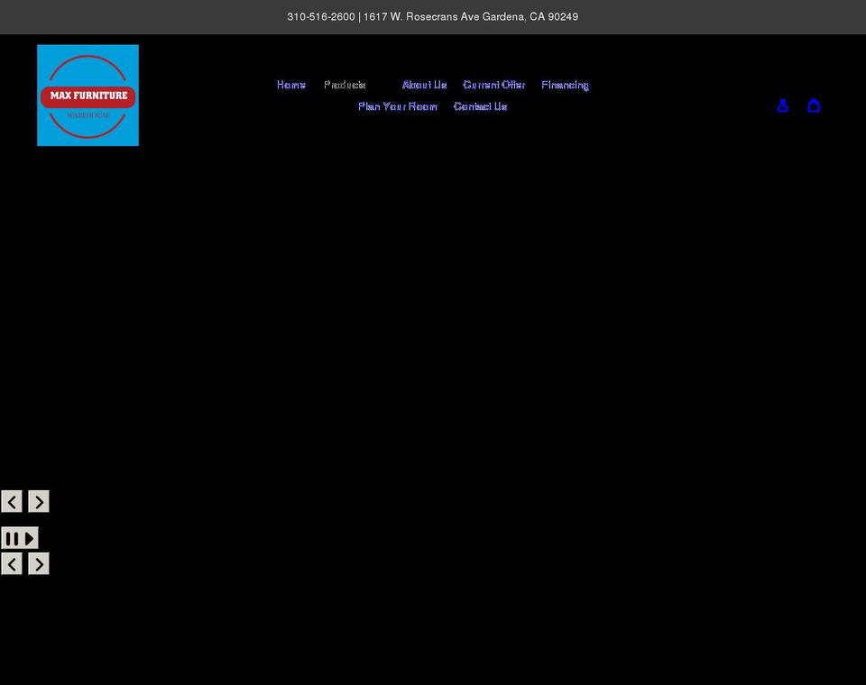 maxfurniturela.com shopify website screenshot