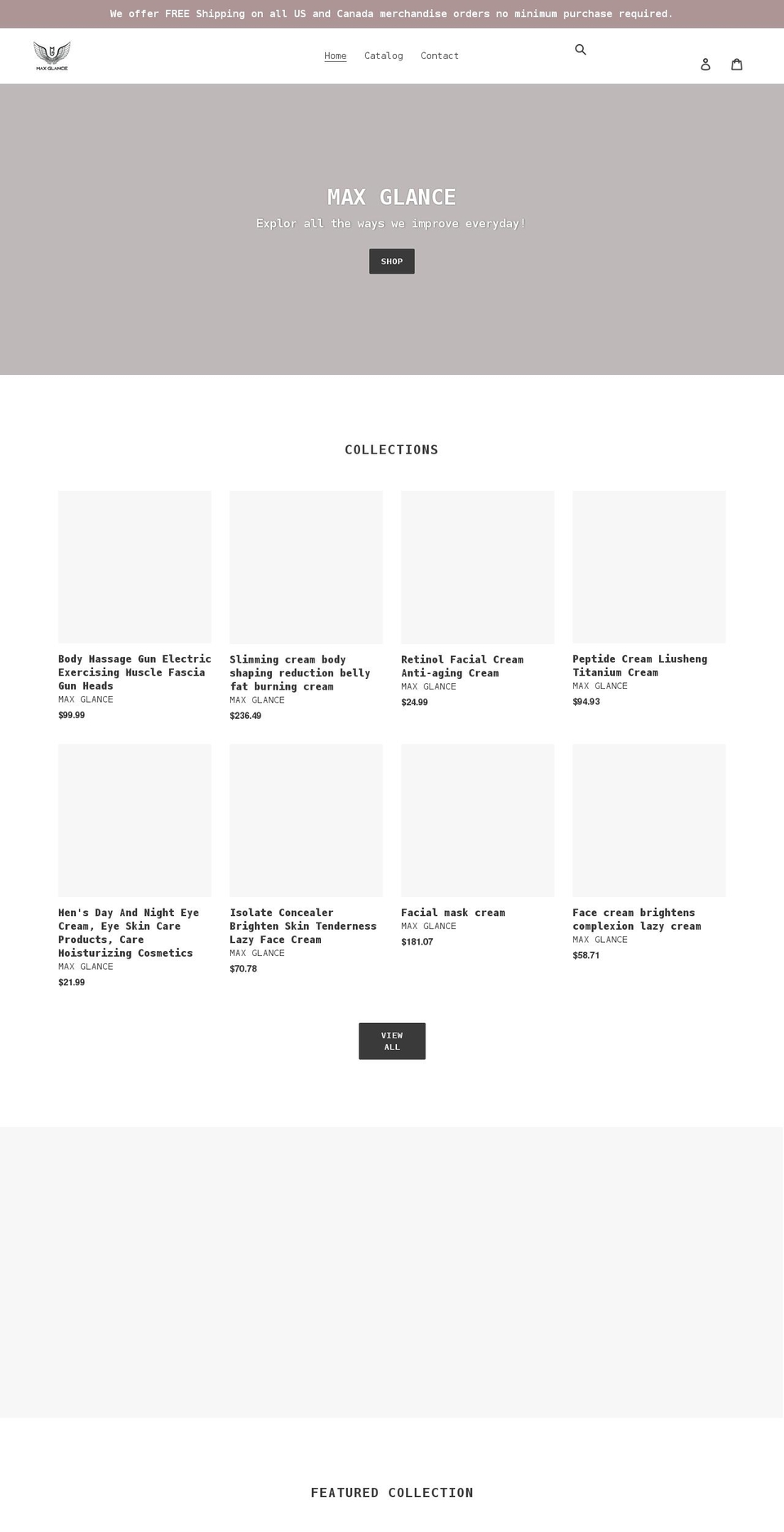 maxglance.com shopify website screenshot