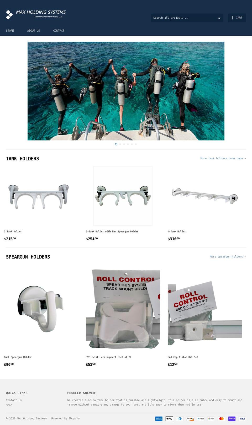 maxholdingsystems.net shopify website screenshot