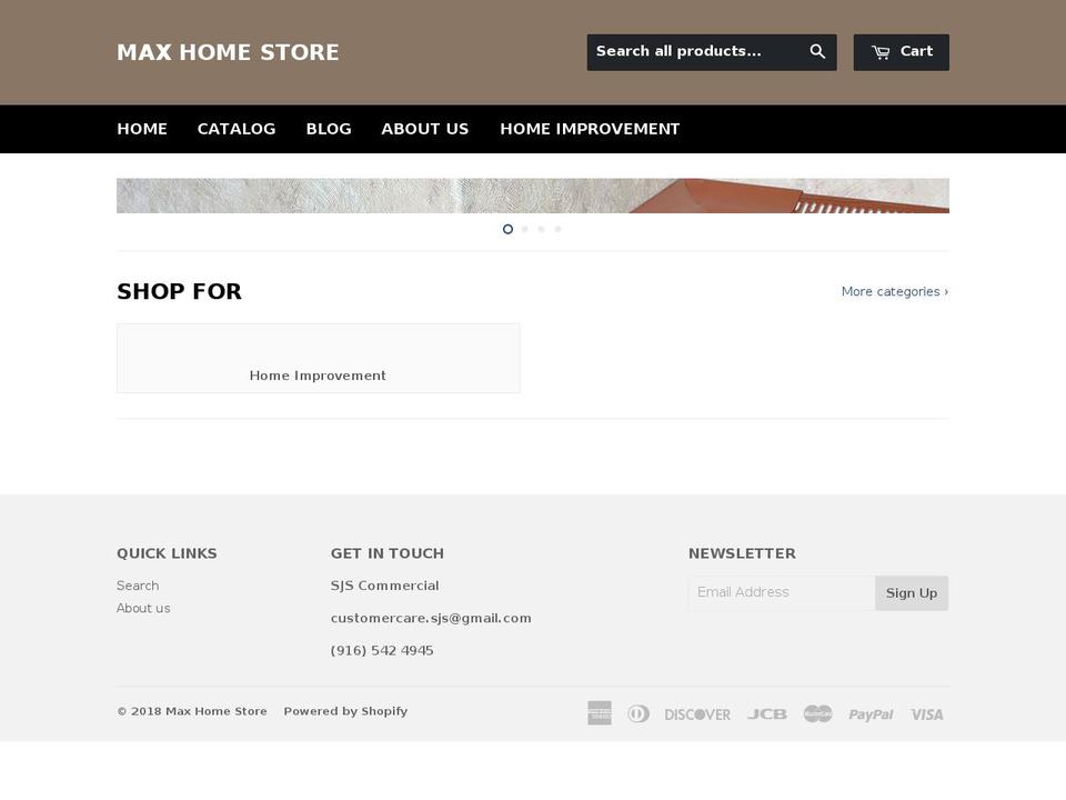maxhomestore.com shopify website screenshot