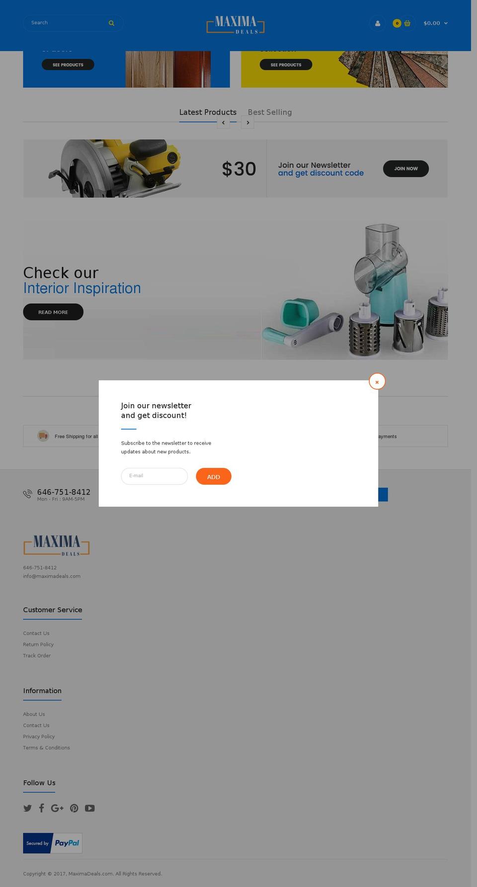 maximadeals.com — Shopify storefront screenshot
