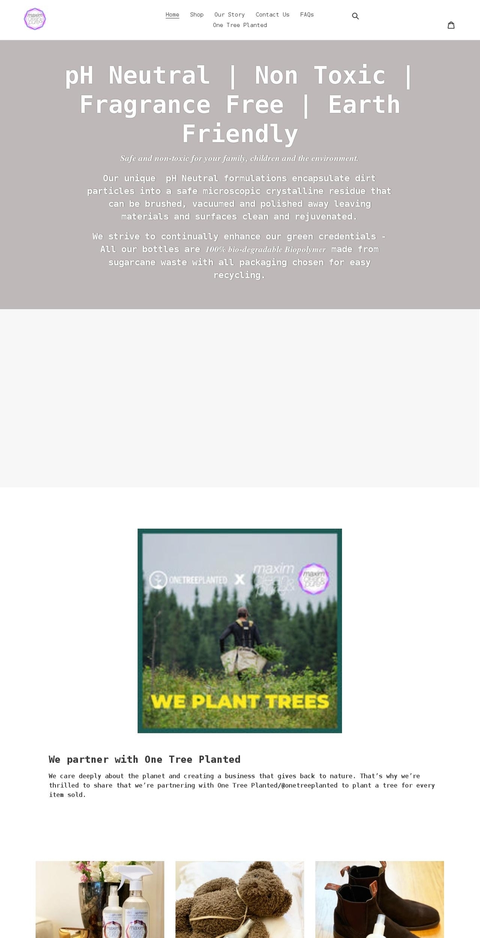 maximcleanandpure.com shopify website screenshot