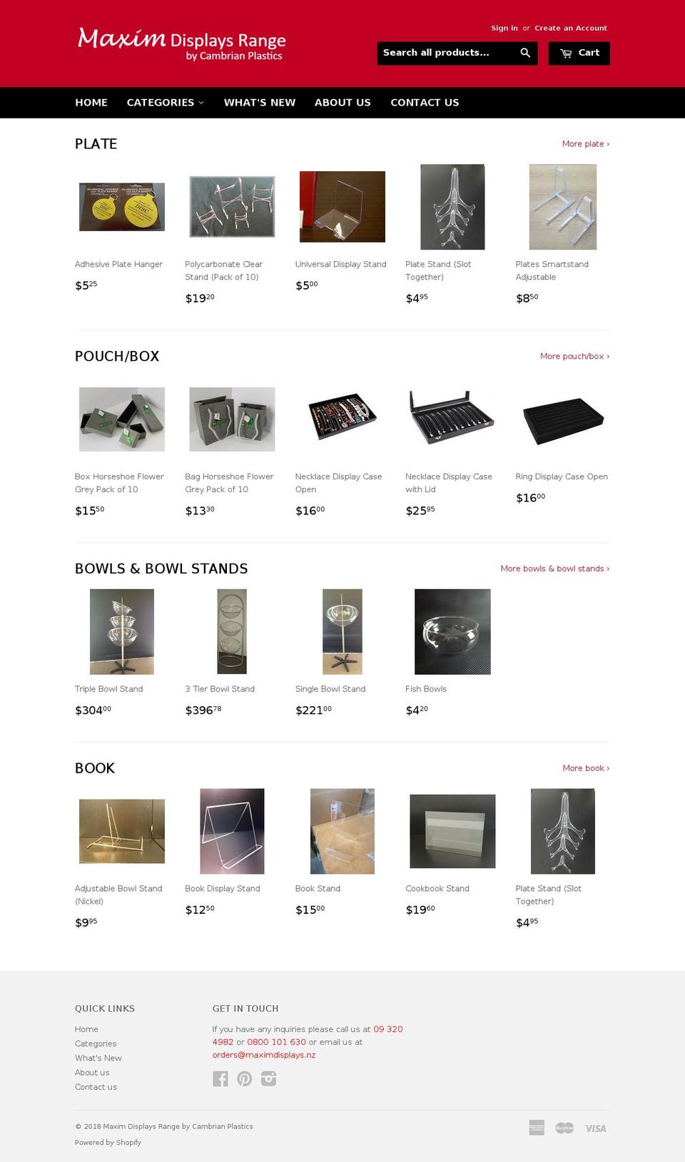 maximdisplays.co.nz shopify website screenshot