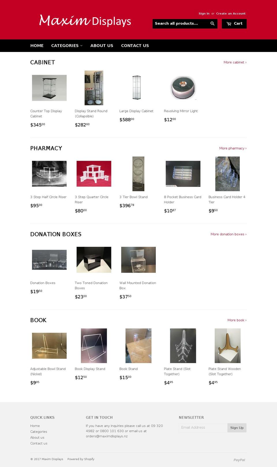 maximdisplays.com shopify website screenshot