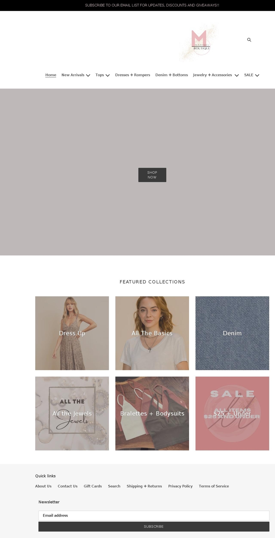 maximelboutique.com shopify website screenshot