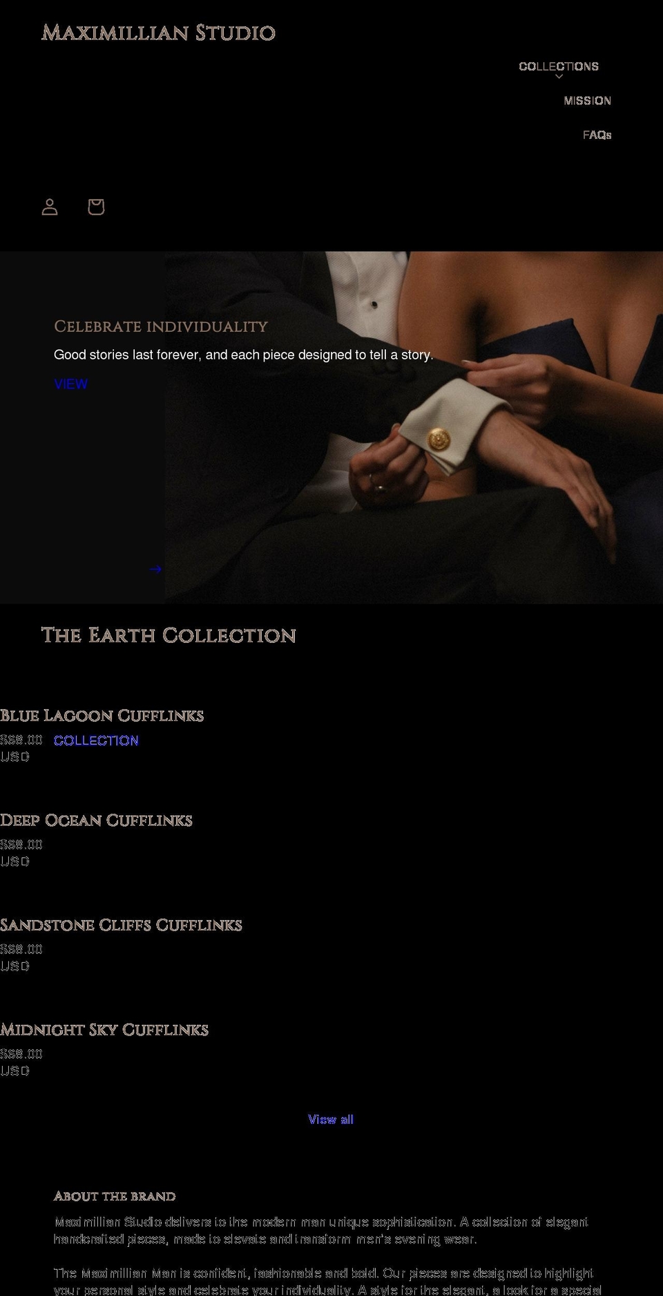 maximillianstudio.com shopify website screenshot