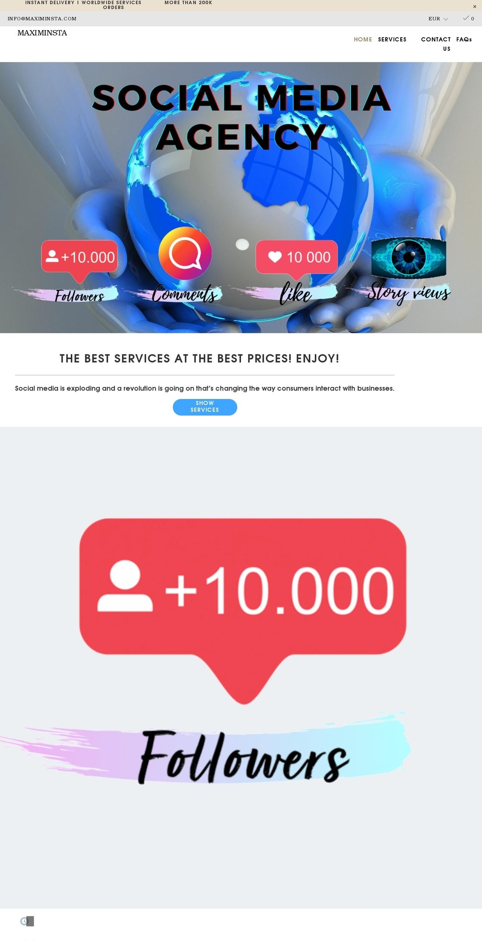 maximinsta.com shopify website screenshot