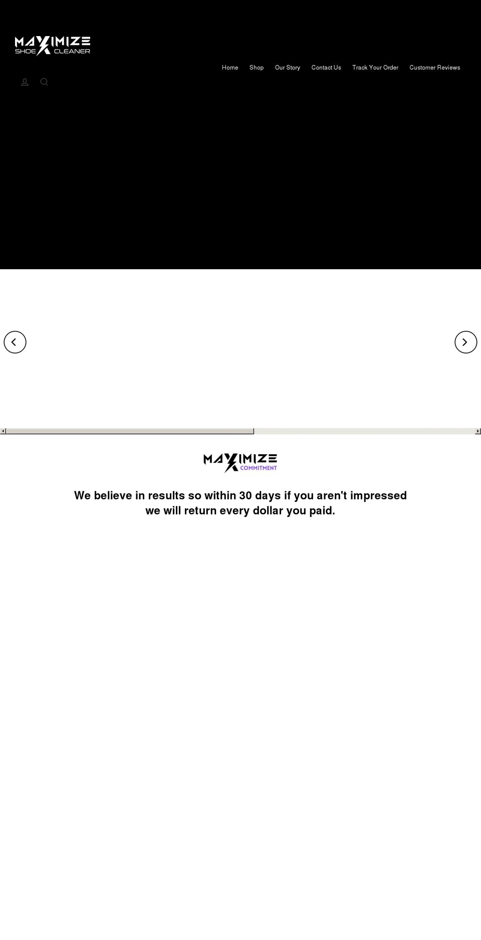 maximizeshoecleaner.com shopify website screenshot